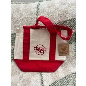 Red and Cream Canvas Tote Bag
